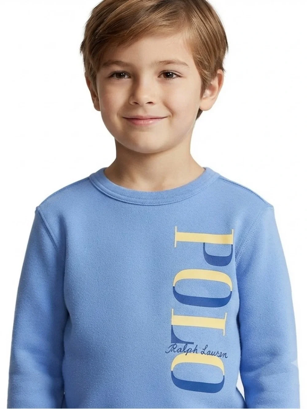 Polo by Ralph Lauren Light Blue Crewneck Sweatshirt with Vertical Logo
